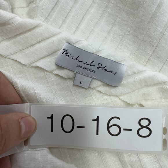 Michael Stars Sweater Womens Large White Jasper Ribbed Pullover Knit Soft Top - Picture 4 of 8